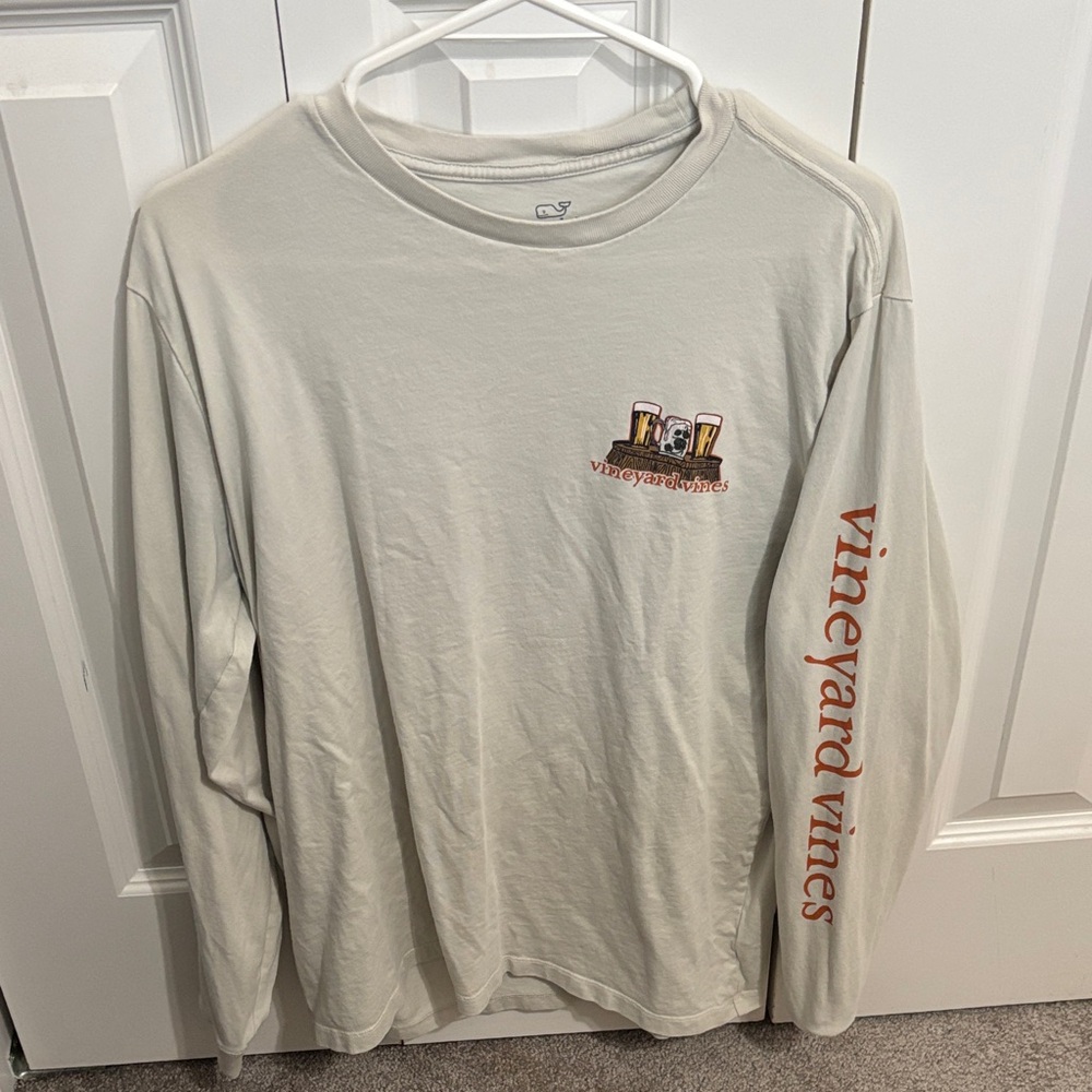 Vineyard Vines Men's Off-White Long Sleeve Tee